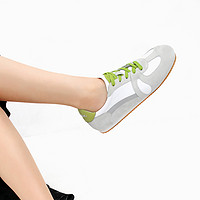 AJOY SAHU 艾珈莎琥/AJOYSAHU新款简约个性运动反光羊皮方头阿甘鞋