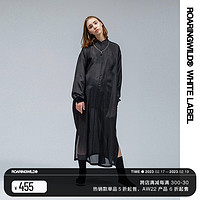 ROARINGWILD SILK LONG SHIRT 黑色概念印花垂感蚕丝衬衫