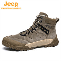 抖音超值購：Jeep 吉普 冬新款男鞋防滑耐磨減震戶外運動鞋工裝徒步鞋91129防水