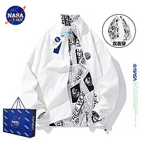 NASA SOLAR NASA官方男装潮牌联名双面穿外套秋冬季立领夹克 百搭棒球服 白色