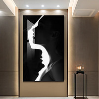 Measy 美誉 度装饰画玄关餐厅过道背景墙壁铝合金框晶瓷壁画 黑白艺术 80×120cm