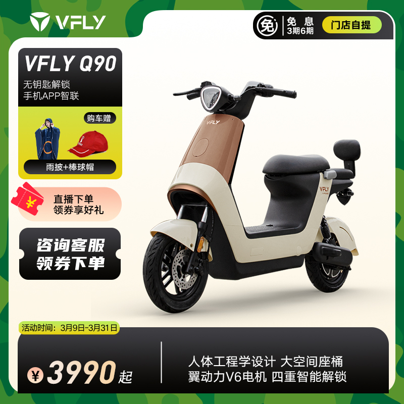 雅迪VFLY Q90新国标电动自行车48V锂电智能男女长续航