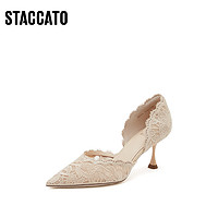 STACCATO 思加圖 2023春季新款蕾絲鞋仙女鞋婚鞋女法式細高跟鞋單鞋ED334AK3