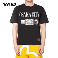 移动端：EVISU 惠美寿 男士印花短袖T恤 2ESHTM0TS511XX 黑色 M