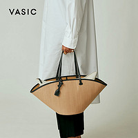 VASIC 23春夏新款 拉菲草/牛皮 Vasket 编织菜篮子包手提包凯特周