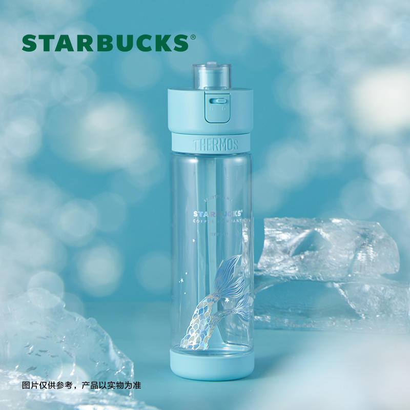 星巴克杯子660ml周年鱼尾款膳魔师塑料杯大容量便携随行杯喝水杯
