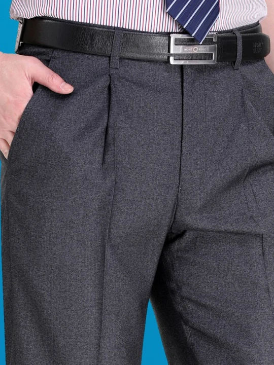 AEMAPE苹果西裤男宽松深档中老年品牌男裤商务正装直筒裤男士品质西装裤 中灰有褶皱 35码/2尺8