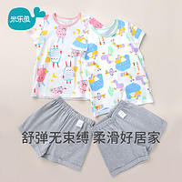 米樂魚 M2S-FT09A 兒童夏季無感套裝短袖兒童家居服男女童寶寶夏季薄款空調服