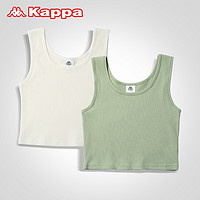 Kappa 卡帕 2件装卡帕女士背心内搭新款弹力罗纹棉透气柔软打底内衣 白色/银化绿