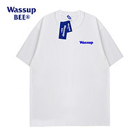 WASSUP BEE短袖t恤男潮牌夏季新款简约纯棉宽松百搭圆领情侣半袖