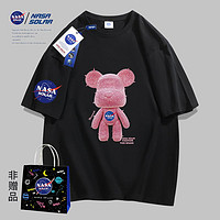 NASA SOLAR NASA2023春夏新款粉色小熊印花短袖T恤