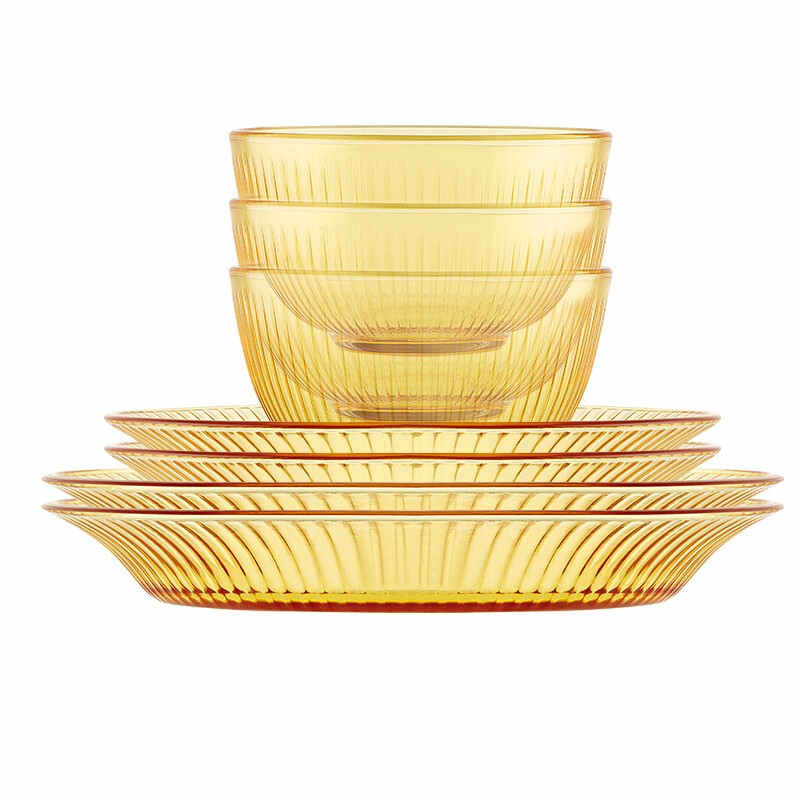 VISIONS 康宁 餐具 碗碟套装7件组晶致系列琥珀色餐具碗碟盘子套组