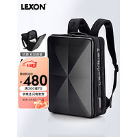 乐上（LEXON）商务双肩包男时尚钻石纹电竞包15.6英寸游戏笔记本硬壳电脑包黑色
