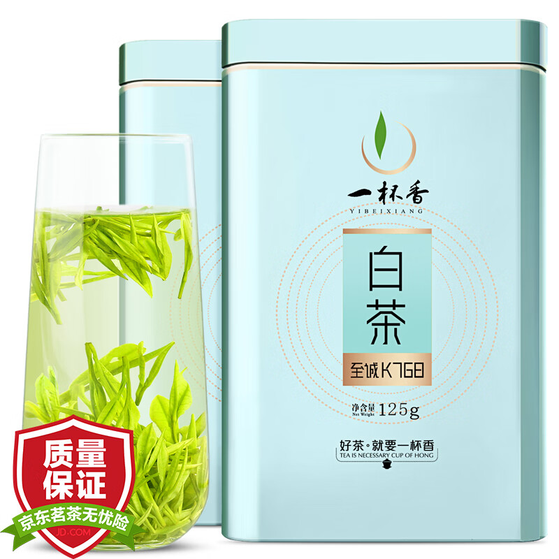 一杯香 2023新茶茶叶明前安吉原产白茶头采春茶绿茶2盒共250g