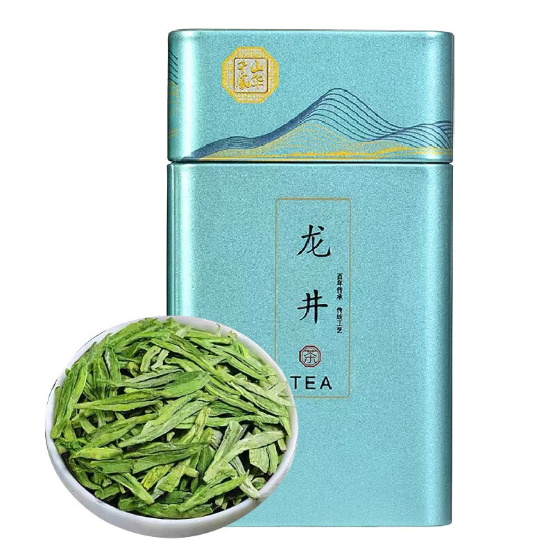 山间饮茗明前新茶绿茶特级豆香型罐装 浓香 125g 1罐