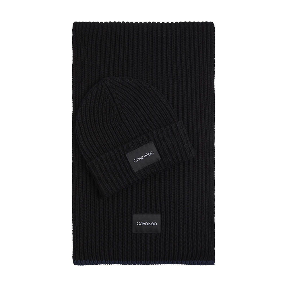 CALVIN KLEIN 男士 无檐帽围巾礼品 黑色 K50K507499