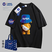 NASA SOLAR NASA官方2022年夏季新款背包熊纯棉短袖情侣T恤学生半袖潮