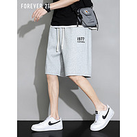 FOREVER 21 短裤男韩版宽松休闲五分裤时尚男士运动舒适沙滩裤男 浅灰 2XL码