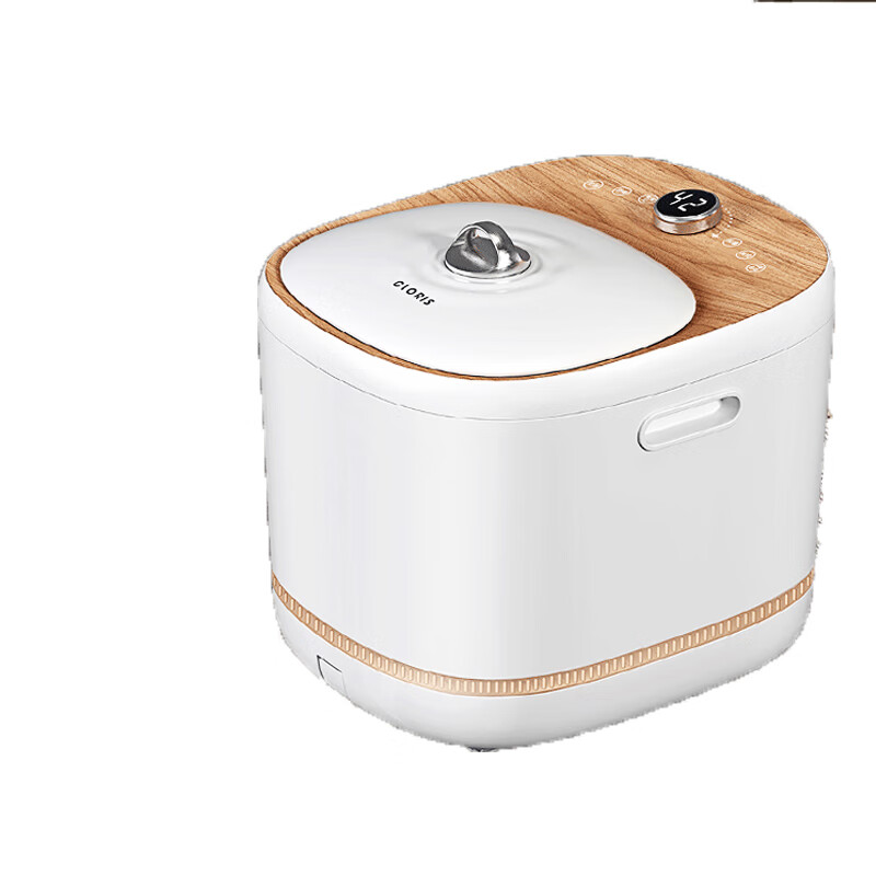 凯伦诗 足浴盆泡脚桶全自动按摩高深桶电动加热足疗盆洗脚盆 双层锁温足浴器CLORIS-F766木纹白