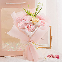 爱已装糖 粉色玫瑰花束礼盒 情人节礼物鲜花同城配送康乃馨纪念生日送女生