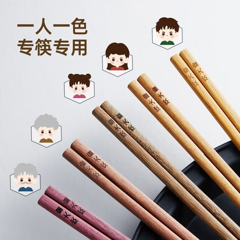 炊大皇（COOKER KING）木筷子不锈酒店家用创意筷子礼品筷子不含钢筷子套装 无漆分食木筷（5双装）
