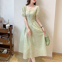 OTHER MIX 法式初恋甜美仙女裙子夏季设计感方领温柔风连衣裙