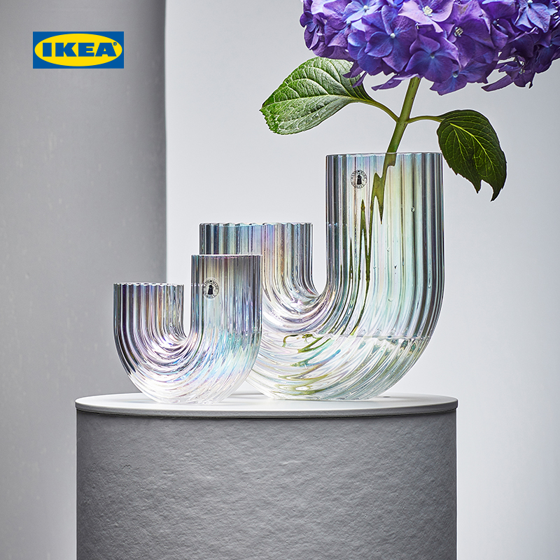 IKEA宜家RAFFELBJORK拉弗比约花瓶摆件客厅插花高级感玻璃摆设