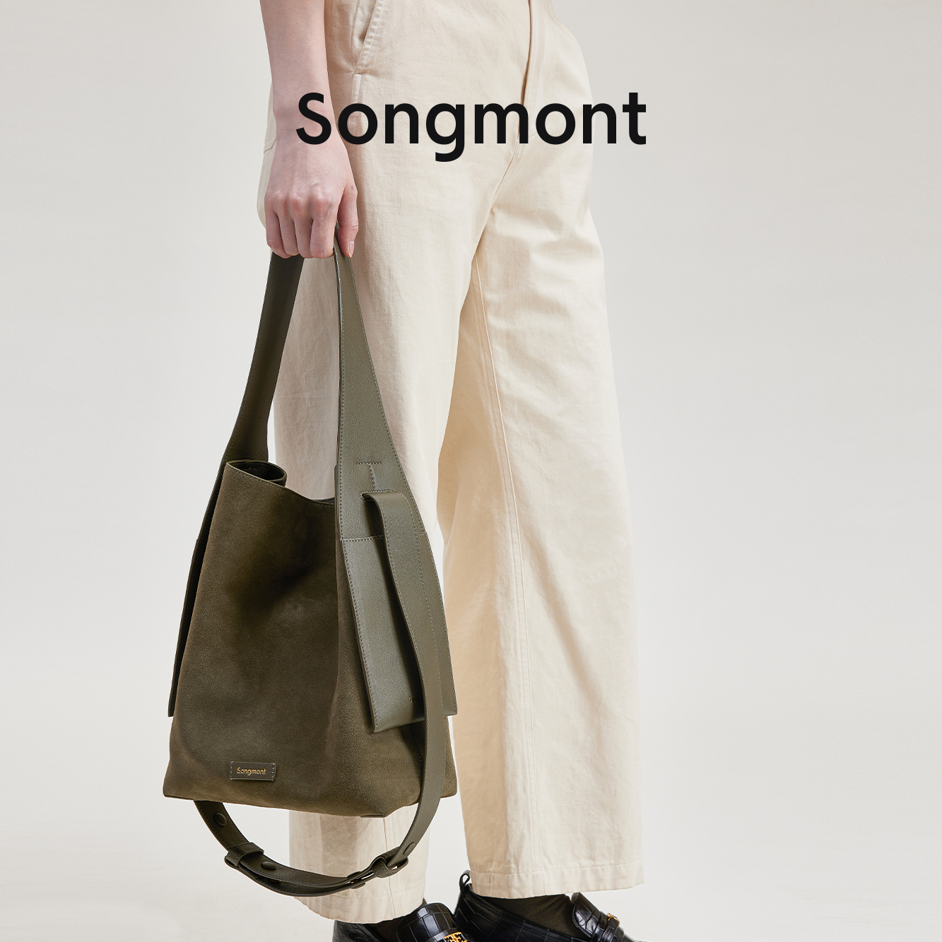 Songmont麂皮挂耳托特包中号设计师款慵懒轻背负通勤单肩斜挎包