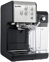 Breville 鉑富 PrimaLatte II 意式咖啡機 適用于咖啡粉或咖啡包 一體式自動奶泡器，黑色/銀色