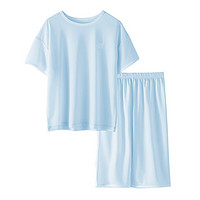 彩桥儿童睡衣冰丝清凉夏季薄款空调服可外穿男童女童家居服套装 蓝色 110cm