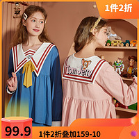 TONLION 唐獅 [2折價99.9元]唐獅春秋季新款可愛睡衣女可外穿休閑家居服卡通薄款長袖