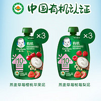 嘉宝有机酸奶宝宝辅食西梅泥蔬菜泥婴儿酸奶90g组合6袋组合装 燕麦莓莓组合6