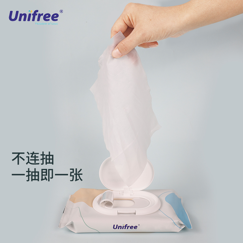 unifree家庭实惠装湿厕纸40抽6包男女性私处清洁抽取式可降解湿巾