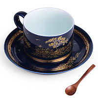 莱朗 咖啡杯美式景德镇珐琅彩拿铁杯套装精致杯子高颜值 柳绿花红咖啡杯-(陶瓷内胆)