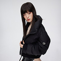 2022新款女式羽绒服时尚黑金小廓形背部拉链个性酷炫 XS 黑色