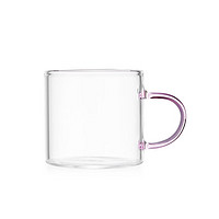 美斯尼 小茶杯玻璃品茗杯家用带把手主人杯耐热功夫茶具玻璃小品杯 直觉品杯粉把 100ML