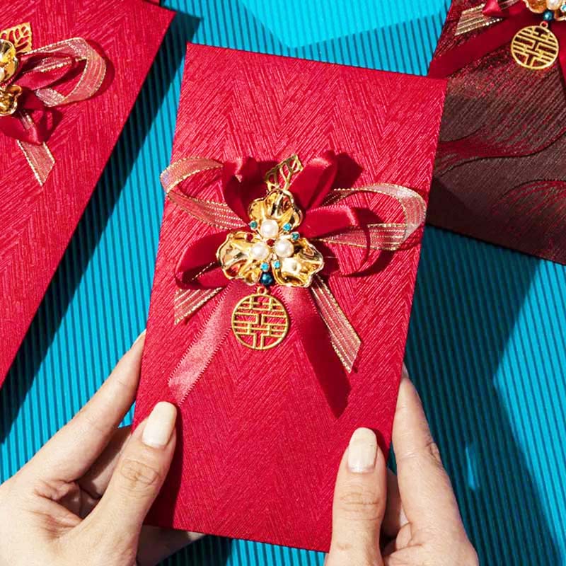 梦桥高奢缎面红包利是封订婚婚礼礼物结婚用品母亲节礼物千元红包1个