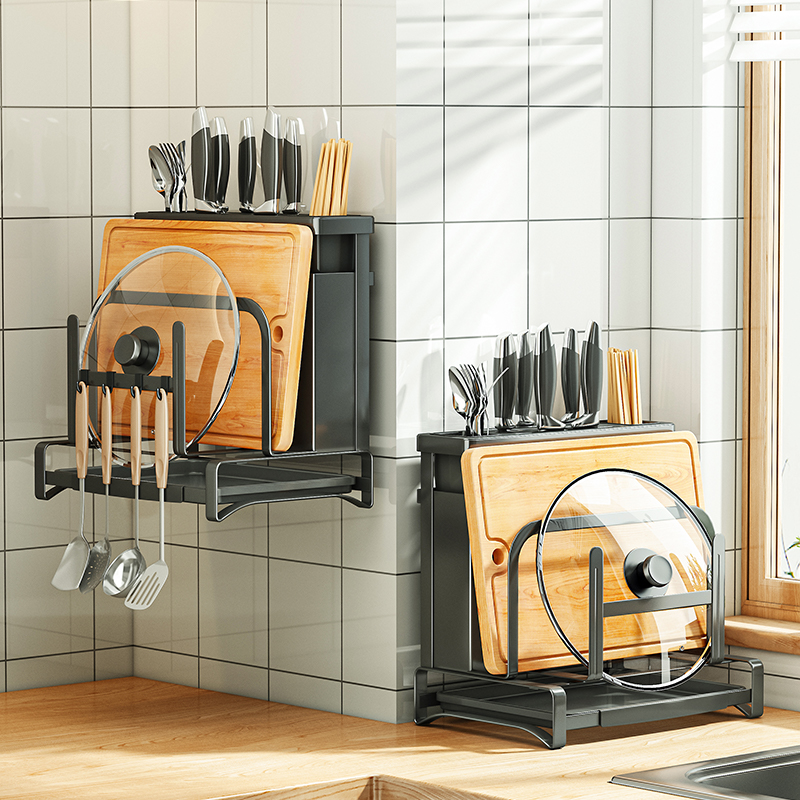 厨房刀架家用一体多功能放菜刀砧板筷子沥水置物架壁挂刀具收纳架