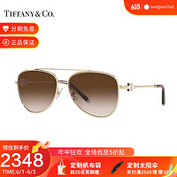 Tiffany&Co. TIFFANY＆CO.蒂芙尼太阳镜墨镜女款飞行员形金属眼镜0TF3080 60213B渐变棕色镜片 59