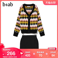 b+ab 女装针织两件套冬季时髦针织开衫半身短裙W3255I