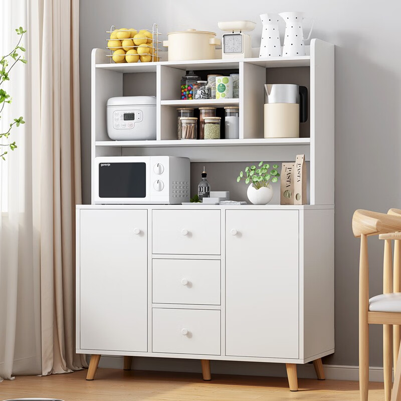 实采（SHICY）餐边柜酒柜茶水柜厨房碗柜家用客厅柜子储物柜 120-30-155cm北欧枫木色