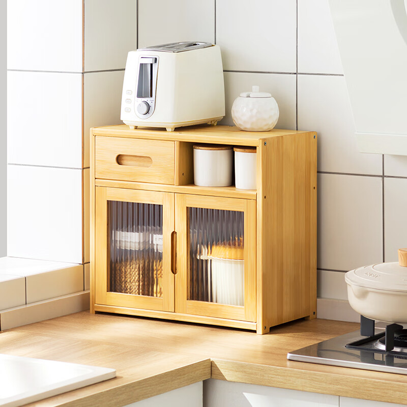 木马人餐边柜中式茶水柜储物柜碗柜茶边柜极简厨房柜置物柜收纳柜子靠墙 原色42长（单抽屉）
