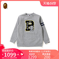 BAPE 童装春夏BABY MILO字母徽章针织拼接纯色卫衣313601G