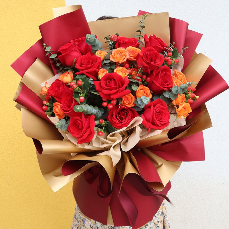 艾斯维娜鲜花速递红玫瑰花束礼盒表白生日礼物全国同城花店配送 11朵红玫瑰花束B款