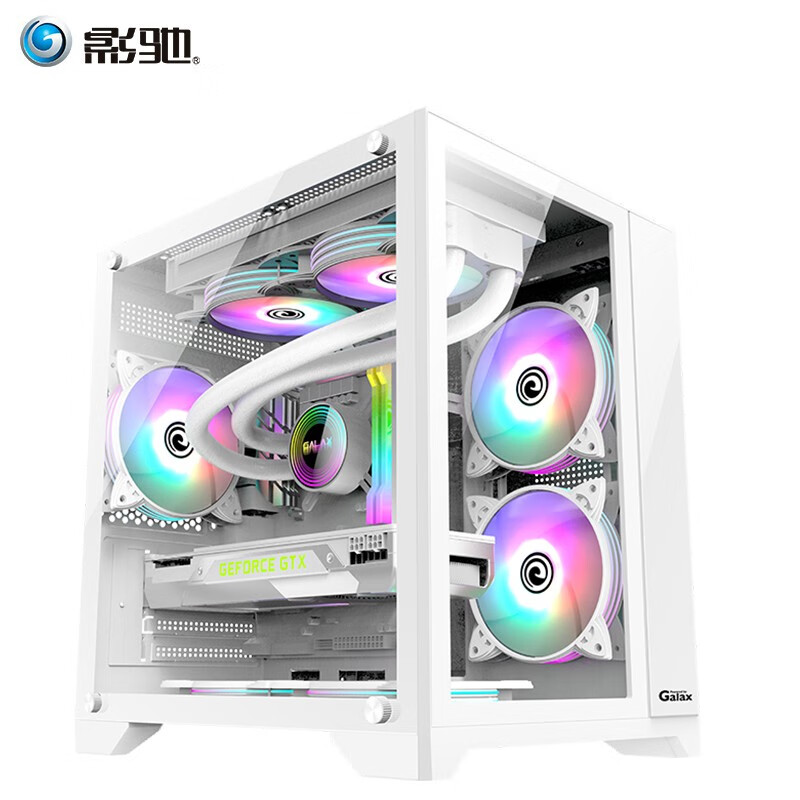 影驰 GALAX 方舟mini 全景侧透/立体式散热/USB3.0 电脑台式海景房机箱 方舟mini 白色