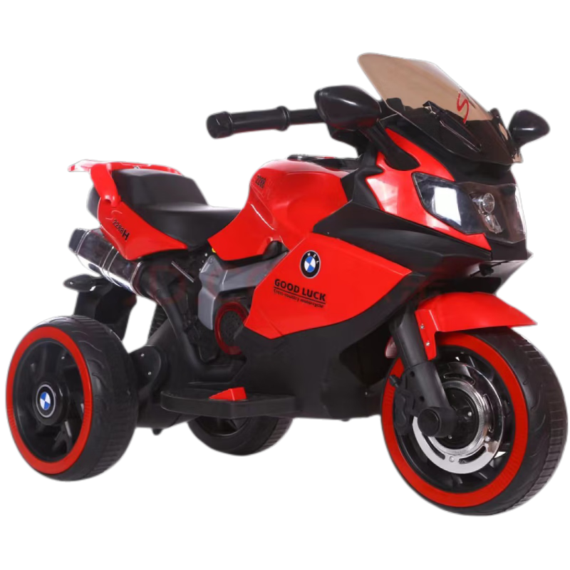 孩智乐儿童电动车摩托车可坐人三轮车3-6-8岁小孩电动车玩具车充电电瓶 红色双驱「遥控+大电瓶」