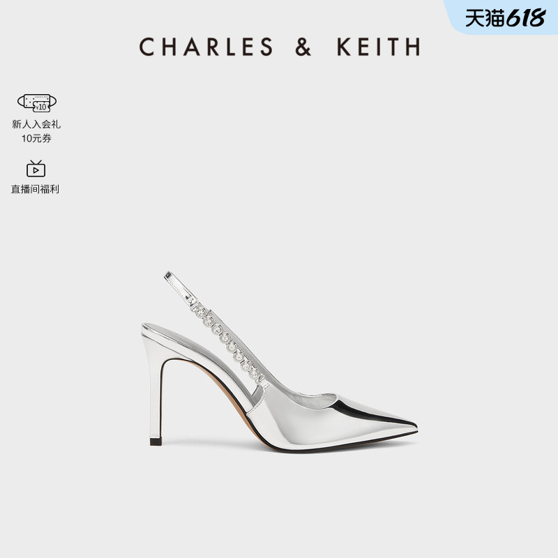 CHARLES & KEITH CHARLES&KEITH23春夏新款CK1-60280377时尚链条尖头高跟凉鞋女