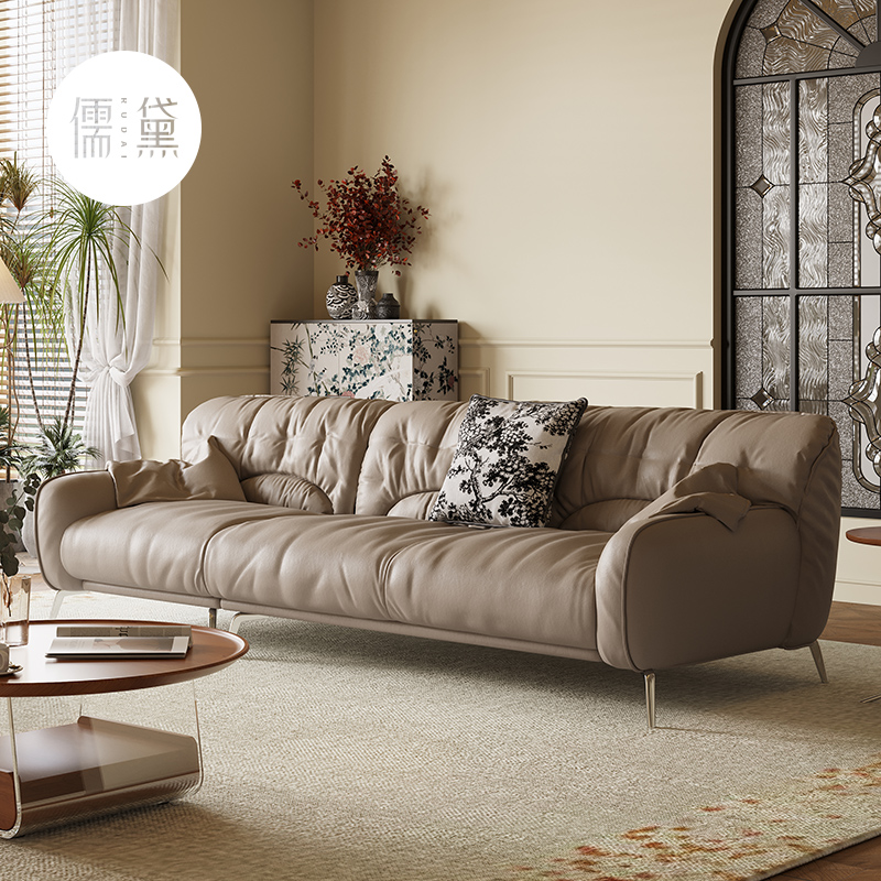 儒黛法式复古邂逅沙发大小型客厅奶茶色直排原创家用设计师沙发