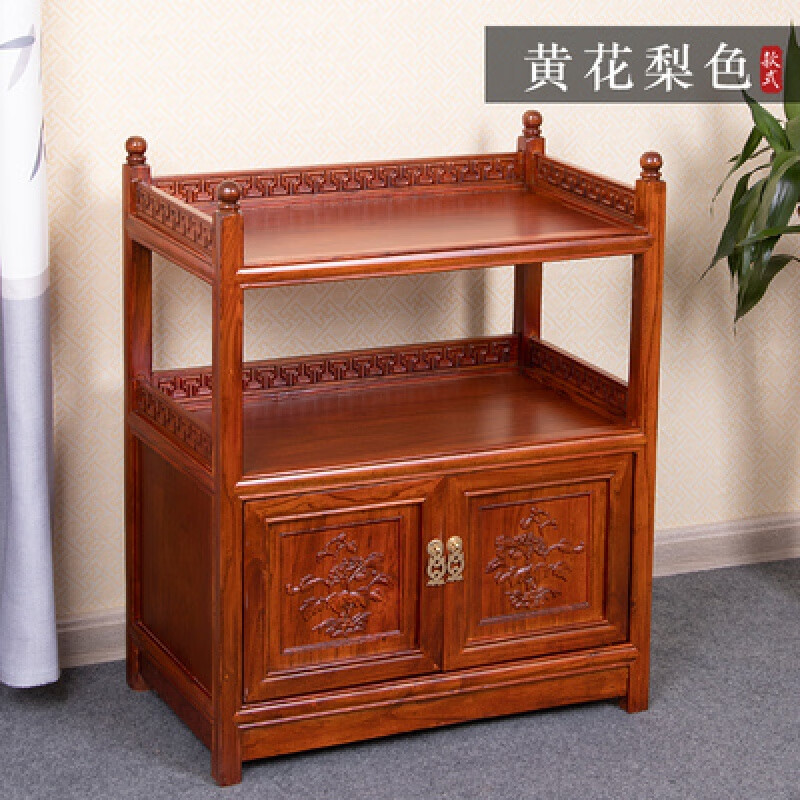 CamalgOri 中式实木茶水柜茶叶柜客厅餐边柜办公家用多层置物储物柜 花梨色长60宽35高75cm