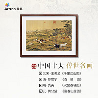 雅昌 十大传世名画《百骏图》A款 原作版画装饰画 M65×47cm 咖啡色